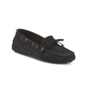 ANTICA CUOIERIA Blue Made In Italy Suede Drivers